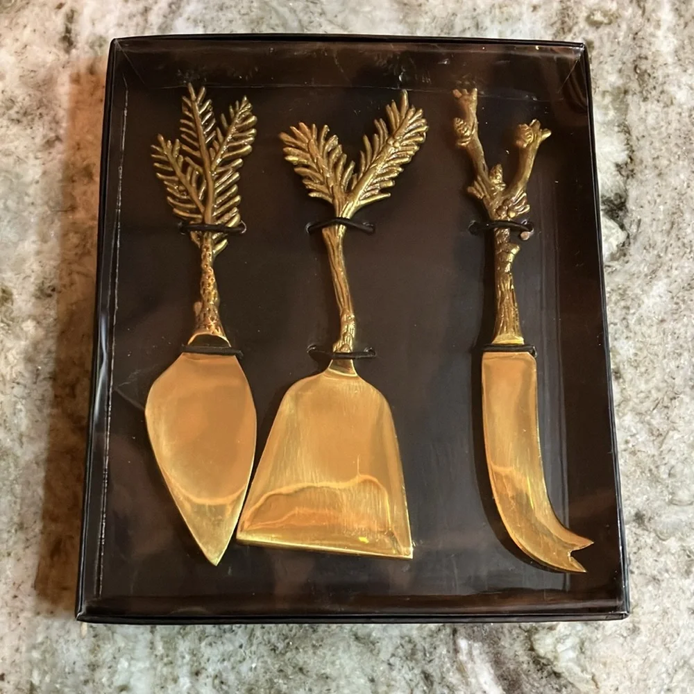Anthropologie Home 3-Piece Everest Cheese Knives Set New